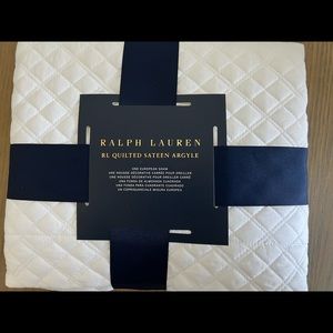 White Ralph Lauren Organic Sateen Argyle Euro Sham